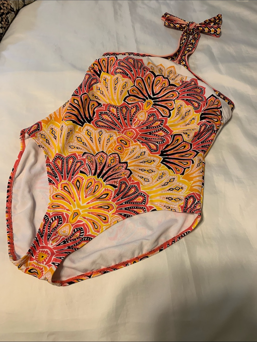 Jantzen One-Piece Halter Swimsuit in abstract geometric floral  -  size 12